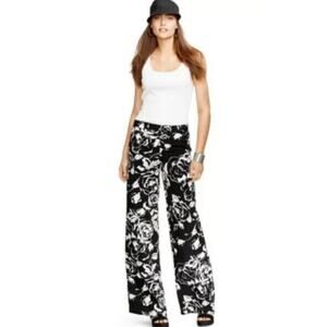 Ralph Lauren LRL Wide Leg Pant Womens 16 Floral Boho Artsy Preppy Flowy Pockets